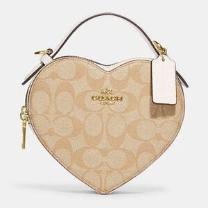 COACH Heart Crossbody Handbag Purse In Signature Canvas